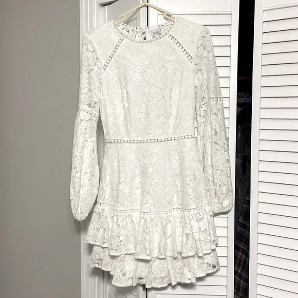 selfie leslie bridal shower dress Santiago Cut-Out Ruffle Maxi Dress White main image 0